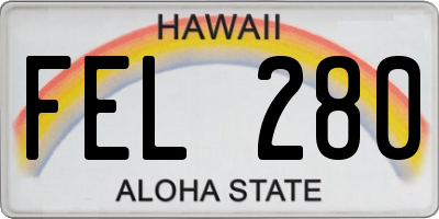 HI license plate FEL280