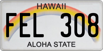 HI license plate FEL308