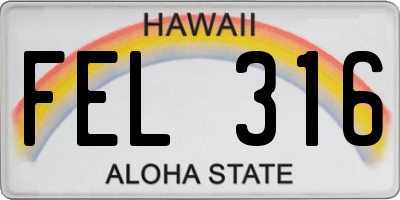 HI license plate FEL316