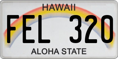 HI license plate FEL320