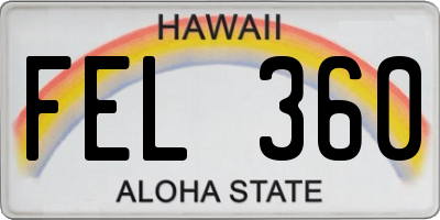 HI license plate FEL360