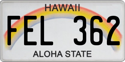 HI license plate FEL362