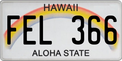 HI license plate FEL366