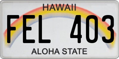 HI license plate FEL403