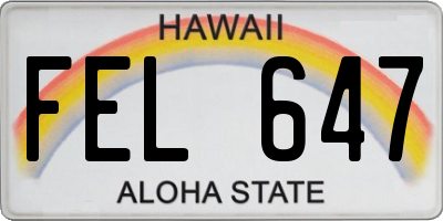 HI license plate FEL647