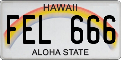 HI license plate FEL666