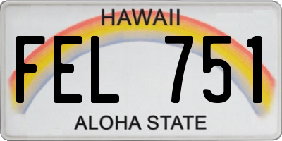HI license plate FEL751
