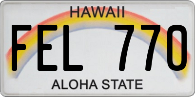 HI license plate FEL770