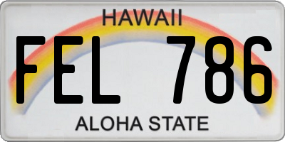 HI license plate FEL786