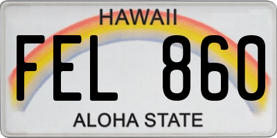 HI license plate FEL860