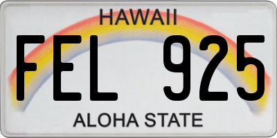 HI license plate FEL925