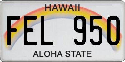 HI license plate FEL950