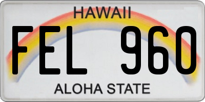 HI license plate FEL960
