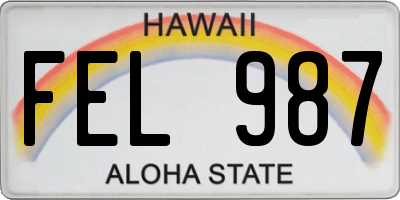 HI license plate FEL987