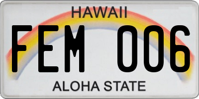 HI license plate FEM006