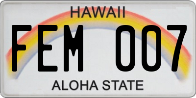 HI license plate FEM007