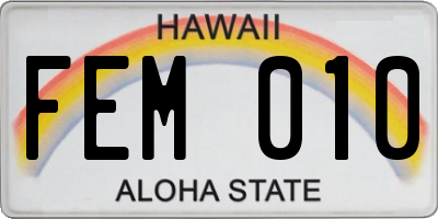 HI license plate FEM010