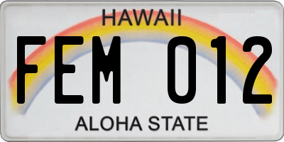 HI license plate FEM012