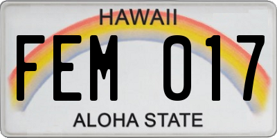 HI license plate FEM017