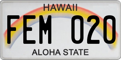 HI license plate FEM020