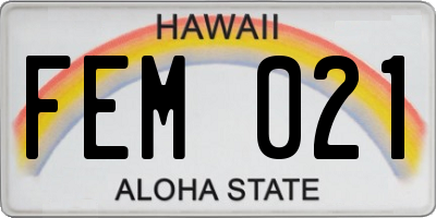 HI license plate FEM021