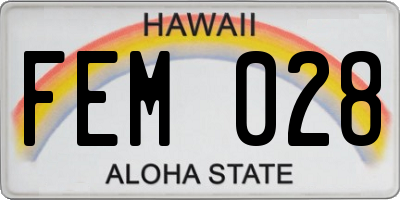 HI license plate FEM028