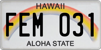 HI license plate FEM031