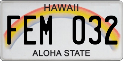 HI license plate FEM032
