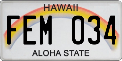 HI license plate FEM034