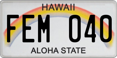 HI license plate FEM040