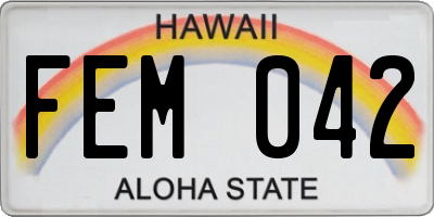 HI license plate FEM042