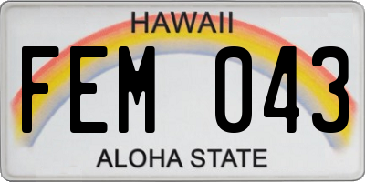 HI license plate FEM043