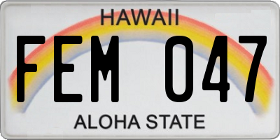 HI license plate FEM047