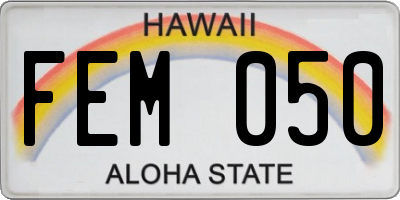 HI license plate FEM050