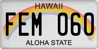 HI license plate FEM060