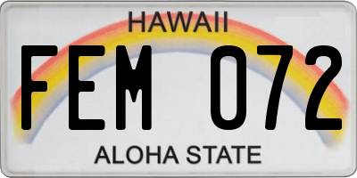 HI license plate FEM072