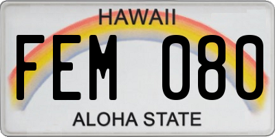 HI license plate FEM080