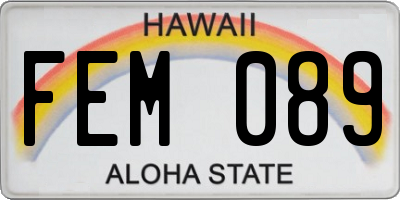 HI license plate FEM089