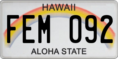 HI license plate FEM092