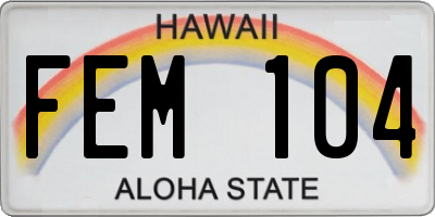 HI license plate FEM104