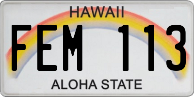 HI license plate FEM113