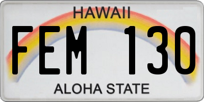 HI license plate FEM130