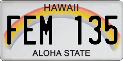 HI license plate FEM135