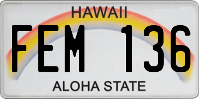 HI license plate FEM136