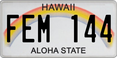 HI license plate FEM144