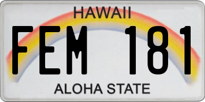 HI license plate FEM181