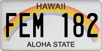 HI license plate FEM182