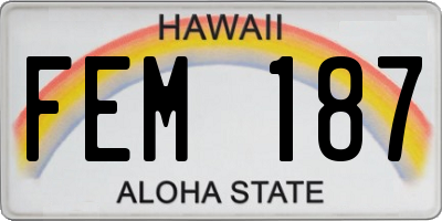 HI license plate FEM187
