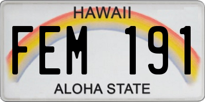 HI license plate FEM191