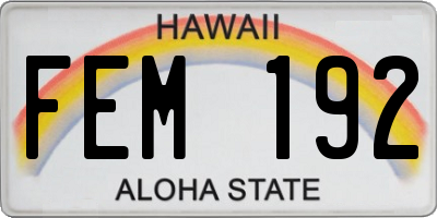 HI license plate FEM192